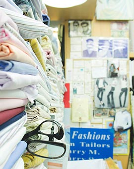 Shirt fabrics on front desk