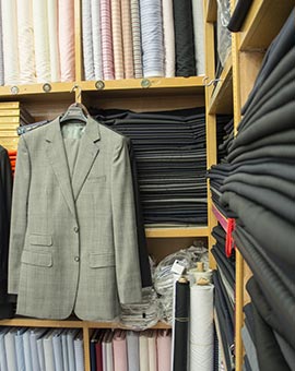 Finished suits and suit fabrics